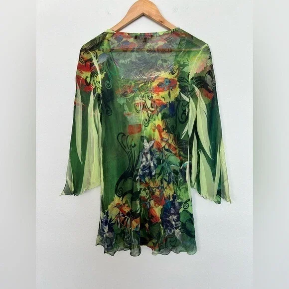 Vintage Y2K Butterfly Top Womens Medium Forest Fairy Goblincore Artsy Summer - Picture 6 of 8